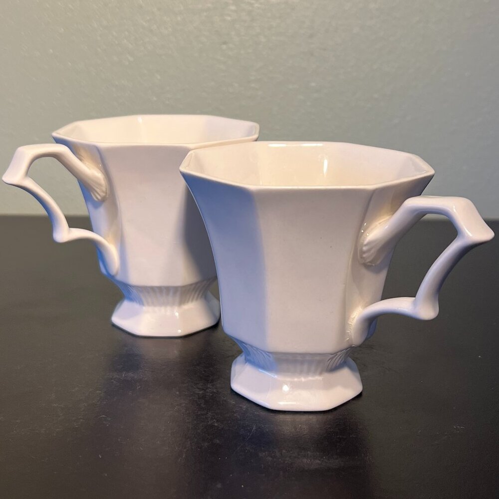 Set of 2 Vtg CASTLETON CHINA Independence Ironstone White Octagon  Cups ~ Japan